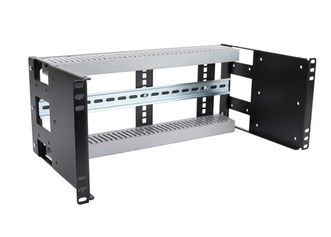 4U Rackmount DIN Rail Panel For 19 Inch Racks Heavy Duty 14 Gauge Steel Fits 2 Post 4 Post Cabinets Includes 17 Inch Wide DIN Rail