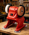 Badass Performance Compact 21V Cordless Bench Grinder With Coarse Plus Fine Dual Wheels for grinding and finishing.