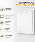 Heavy Duty Aluminum Access Panel Slick Flush Drywall Cover with waterproof features, showcased on a tiled wall.