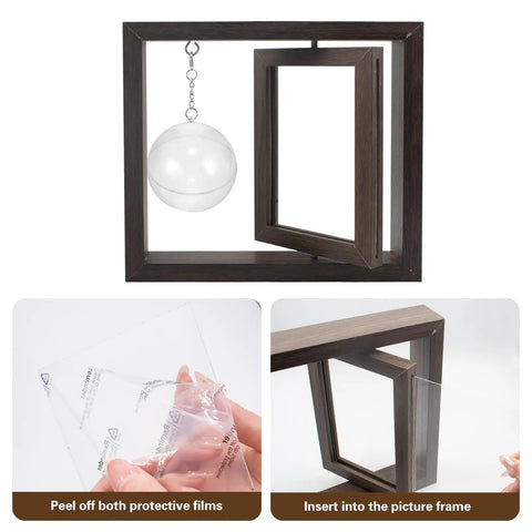 Two In One Golf Ball Display Frame With Round Transparent Case And Rotatable 4x6 Photo Frame Gift For Golf Enthusiasts
