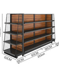 Side view of Badass Five Tier Heavy Duty Storage Shelves Metal Shelving Unit With Fully Adjustable Shelves, dimensions shown.