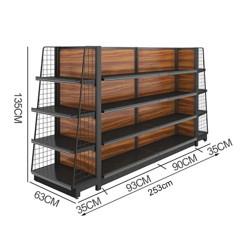 Side view of Badass Five Tier Heavy Duty Storage Shelves Metal Shelving Unit With Fully Adjustable Shelves, dimensions shown.