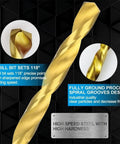 Get These 13PC Drill Bit Set For Glass Metal Tile And Concrete featuring a gold HSS twist drill bit with 118° point.