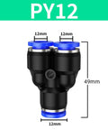 Pneumatic Fittings Quick Connect Push In Hose Adapters Pack 50Pcs Must Have All In One Kit Includes 4mm To 16mm Plastic PY12 Color Assorted Sizes For Air And Water Tube Connectors, PY12 12mm fitting