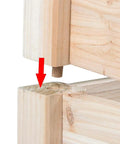 Close-up of wooden corner joint assembly for Three Tier Raised Garden Bed With 47 Inch Square Footprint And 22 Inch Height Wooden Planter