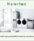 Modern kitchen appliances including fridge, washer, and dishwasher in a sleek kitchen setting, with branding 'Nanrton' visible.