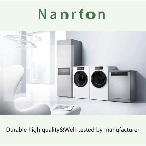 Modern kitchen appliances including fridge, washer, and dishwasher in a sleek kitchen setting, with branding 'Nanrton' visible.