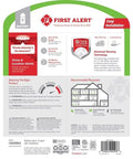 Back packaging of 10 Year Battery Powered Photoelectric Smoke And Carbon Monoxide Detector with installation guide and features.