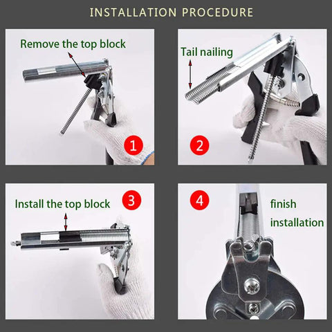Installation steps of Heavy Duty Hog Ring Pliers Kit With 600 Galvanized Steel Hog Rings Nail Groove Clamp for animal cages