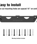 4 Bay Angle Grinder Holder Rack With Cord Hanger Wall Mount For Grinders And Polishers Space Saving Garage Shop Gear Organizer shown with mounting hardware.