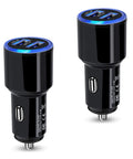Road Ready Dual Port Usb Car Charger Two Pack Four Point Eight Amps Fast Charging Adapter compatible with smartphones.