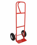 Heavy Duty Hand Truck Alloy Steel Red 800 Lb Capacity 10 Inch Pneumatic Tires Durable Tubular Frame Easy Storage Stand Up Or Hang