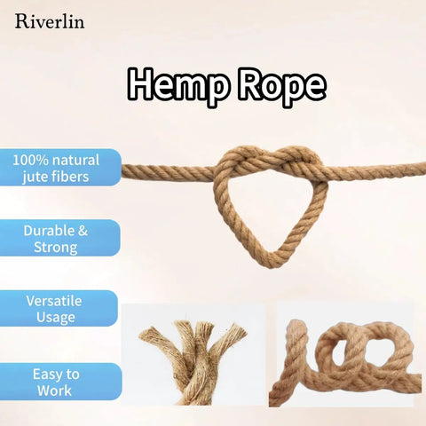 Heavy Duty Half Inch 100 Ft Jute Rope For DIY Crafts, Landscaping, Home Decor, And Gardening, heart-shaped knot