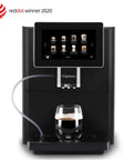 Super Fully Automatic Bean To Cup Espresso Coffee Machine With 7 Inch HD Touchscreen, showcasing custom drink options on display.