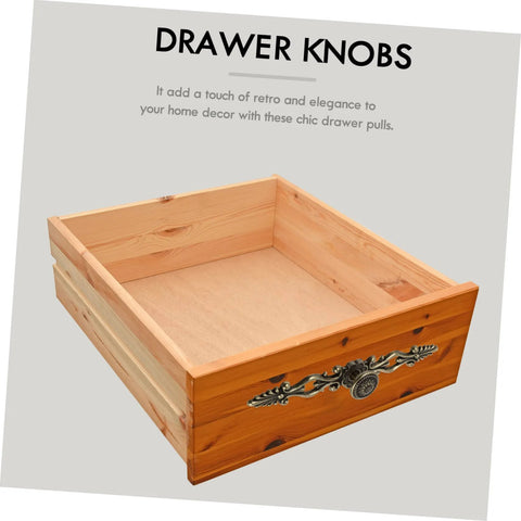 European Carving Handle 8.46 Inch Antique Bronze Cabinet Pulls on wooden drawer highlighting vintage style hardware.
