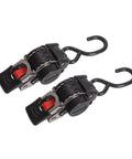 Pair of One Inch By Six Foot Bolt-On Retractable Ratcheting Tie-Down Straps with Quick Release No-Tangle Stainless Steel Auto Retract