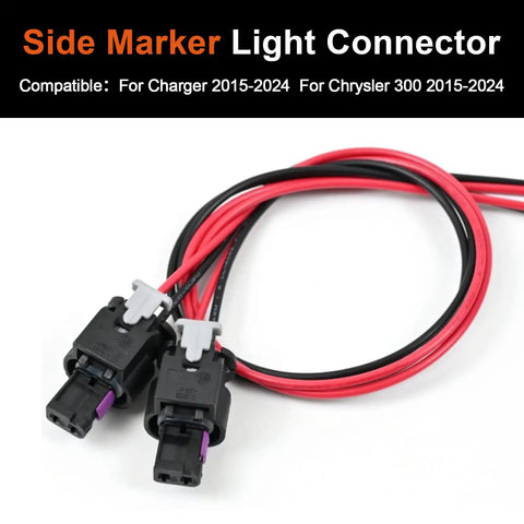 4 Pack Side Marker Light Pigtail Connectors Wires For Chrysler 300 And Charger 2015 2024 with black and red wires