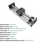 Premium One Piece Linear Rail Motor Kit With SFU1605 Ball Screw, 100-300 mm stroke, for CNC Routers and 3D Printers.