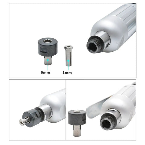 Shop Ready 1 4 Inch Pneumatic Angle Grinder parts including 6mm and 3mm accessories, rugged high-quality aluminum material.