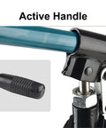 Active handle on heavy duty hydraulic gear puller with beefy forged cylinder for pulley and bushing removal