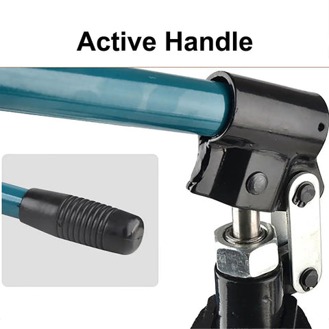 Active handle on heavy duty hydraulic gear puller with beefy forged cylinder for pulley and bushing removal