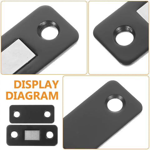 Display diagram of Ultra Thin Black Magnetic Cabinet Door Catch Latches 12 Pack Stainless Steel Furniture Magnets