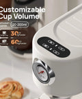 Next Level Drip 20 Bar Espresso Machine With Auto Milk Frother And Pro Steam Wand For Barista Style Home Brewing Quick Heat Tech For Thick Crema And Drip Free Latte Game Daily customizable cup volume display with measurement indicators.