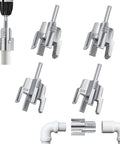 4Pcs Professional PVC Pipe Threader Kit NPT Cutting Dies for 1/2 and 3/4 inch pipes showcasing drill mounted steel cutting dies.
