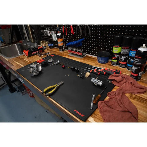 18 Inch By 32 Inch Workbench Mat Durable Black Vinyl Surface Non Slip Grip Oil And Grease Resistant Easy To Clean Protects Garage And Shop Benches For Powersports Maintenance