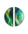 2 Pack Marble Pattern Cabinet Pulls In Green Teal Gold Fluid Art 3 Inch Center Hole Brushed Nickel Semicircle Handles