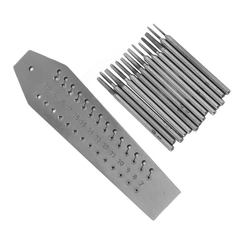 Pro Grade Miniature Tap And Die Set 14 Piece Watch Repair Tool Kit With Screw Plate For 0.7 To 2 Mm Threads No Cap Precision For Jewelers showing taps and dies on a holder.
