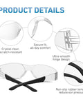 Clear ANSI Z87.1 Safety Glasses For Men And Women with scratch-resistant lenses and rubber temples for comfort.