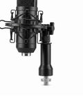 Six Pack 1/4 Inch Male To Male Threaded Adapter Screw Extender For Camera Cage And Light Stand Hella Durable Knurled Alloy Grip Smooth Mounting Hardware showing black threaded connector with microphone mount.