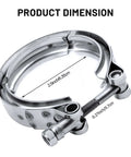 3 Inch Stainless Steel V Band Clamp Kit With Mild Steel Male And Female Flanges For Turbo Exhaust Downpipes And Racing Street Ready Upgrades Easy Disassembly Beefy Heavy Duty Clamp Pair For Quick Exchange 2 Piece Set showing product dimensions of 2.5 inches and 0.27 inches.
