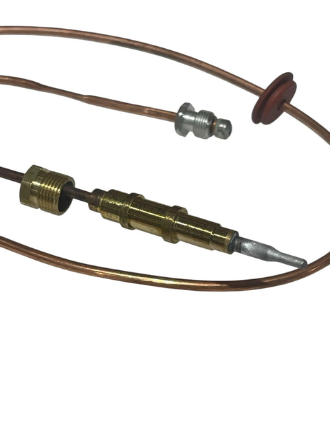 Thermocouple for Heat N Glo gas fireplaces; brass body with copper tube, close-up