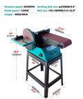 Heavy Hitter Belt Disc Sander With Stand Adjustable Angle Bench Grinder 1200W Motor No Sweat For Wood Metal Aluminum with dimensions