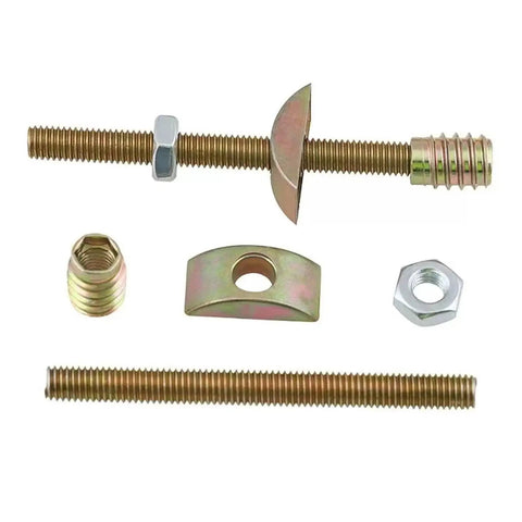 All In One Furniture Connector Kit With Eccentric Wheel Nuts And M8 Screws Precise Lock Joint Hardware For Bed And Cabinet Assembly Easy Install 5 Piece Set 8x70mm displayed