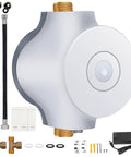 Smart Instant Hot Water Recirculating Pump With Three Speed Settings And Built In Thermostat, installation kit and fittings included.