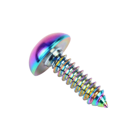 Titanium M5 X 17mm Self Tapping Screw With Ball Button Head For Motorcycles Rainbow Finish Dope Lightweight Grade 5 6AL4V Titanium Alloy Fastener