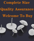 Heavy Duty White Nylon Furniture Sliders Nail On Chair Leg Protectors Floor Glide Pads With Bulletproof Grip Silky Smooth Glide Scratch Shield Table Guards 30 Pack displayed with various sizes and designs.