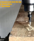 Top Notch Wood Countersink Drill Bit Set With Five Sizes Four Six Eight Ten Twelve For Woodworking Quick Change One Quarter Inch Hex Shank And Allen Wrench From Newdeli Handles Countersinks Like A Pro drilling into wood