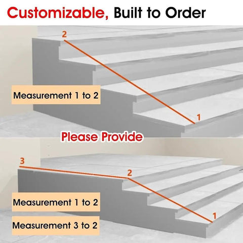 Customizable staircase with measurement guidelines, perfect for Heavy Duty 304 Stainless Steel Cable Railing Posts Built Tough Adjustable Deck Balusters Weather Ready Metal Railing System With Rock Solid Support For Slick Outdoor Porches And Decks.