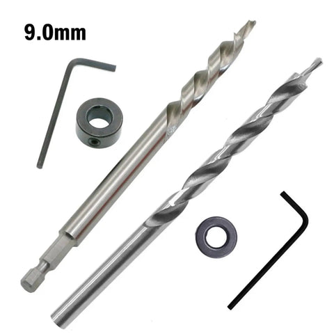 Get Your Hands On This Sweet 3 Pc Pocket Hole Step Bit Kit With Round Shank For Smooth DIY Carpentry Projects And Rock Solid Wood Joinery Every Time. 9mm pocket hole step drill bit kit with hex shank, ring and Allen keys