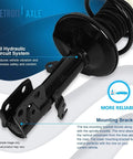 Close-up of front strut and coil spring from Front Steering Knuckles Kit For 2009 To 2013 Toyota Corolla With Wheel Hub Bearings.