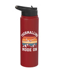 Red insulated stainless steel water bottle for sailplane and glider enthusiasts, featuring "Thermalling Mode On" design.