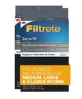 Odor Defense Carbon Prefilter Cut To Fit Most Air Purifiers 2 Pack product packaging with size and fitment details