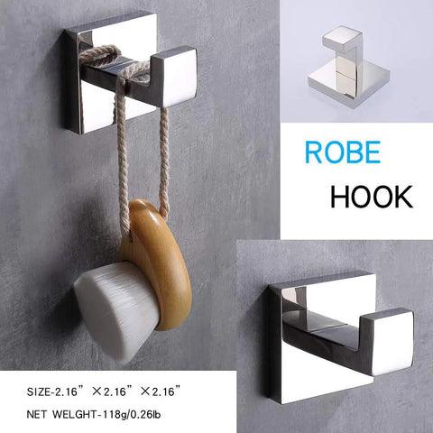 Heavy Duty Stainless Steel Coat And Towel Hooks 304 Rustproof Square Wall Mounted Modern Hooks For Bathroom And Kitchen