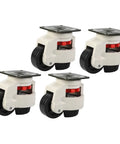 4 Pack Heavy Duty Leveling Workbench Casters With Single Wheel GD-80F, 500 Kg Load Capacity Transport Wheels, Adjustable Base For Industrial Equipment, Built To Move Your Shop Benches And Heavy Machinery, 4-pack white alloy casters with black nylon wheels
