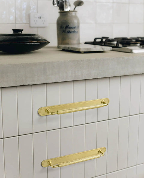 Brushed Gold Cabinet Pulls With Backplate 6 Pack Zinc Alloy Kitchen Drawer Handles on white cabinetry in kitchen