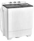 Compact Twin Tub Portable Washing Machine With Separate Wash And Spin Dryer Dual Timer Knobs Auto Drain Pump Fits Any Small Room Light Grey White side view